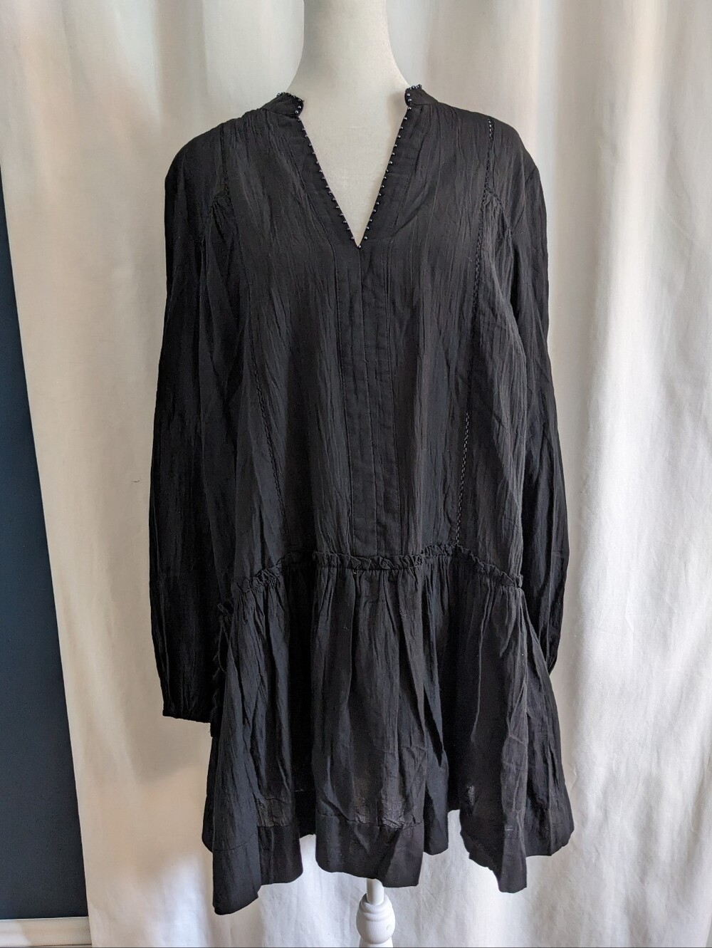 Tuckernuck Pomander Place Dress Medium Black Ophelia Boho Short Cotton